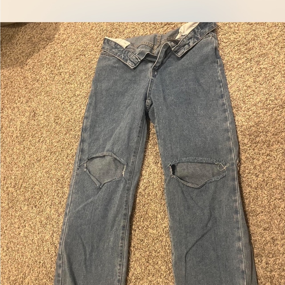 Distressed Blue Jeans